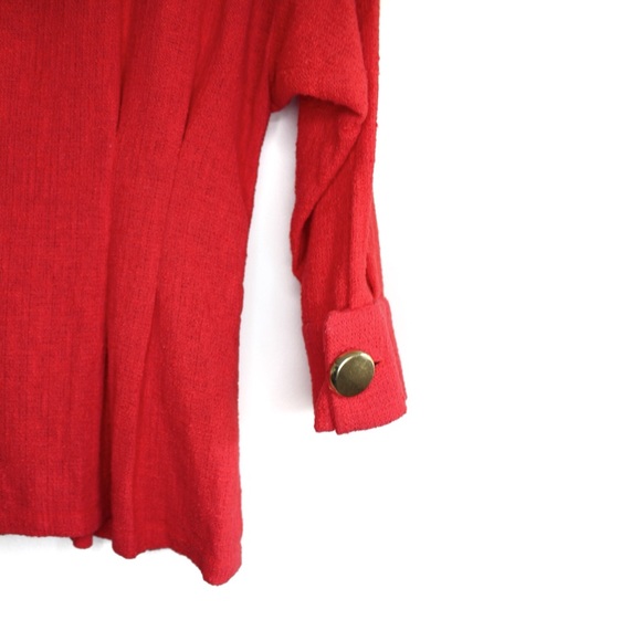 Zara NWT Red Textured Chunky Button Top M - Picture 8 of 11